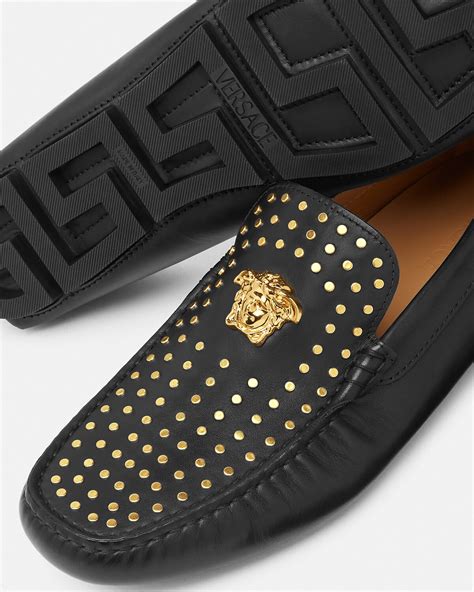 versace driving shoes with metal buckle|versace la medusa driver shoes.